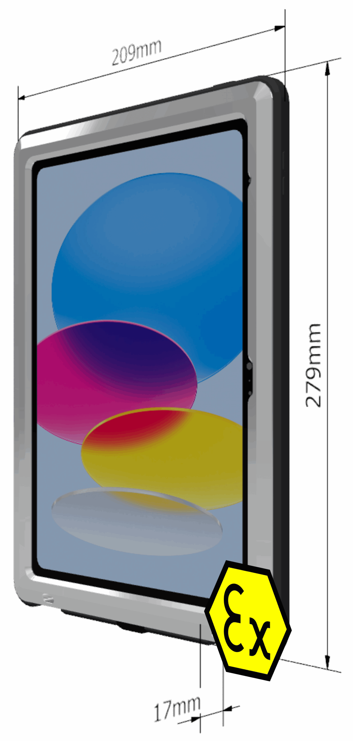 Explosion Proof iPad (A16) (Ex Zone 2) (dimensions)