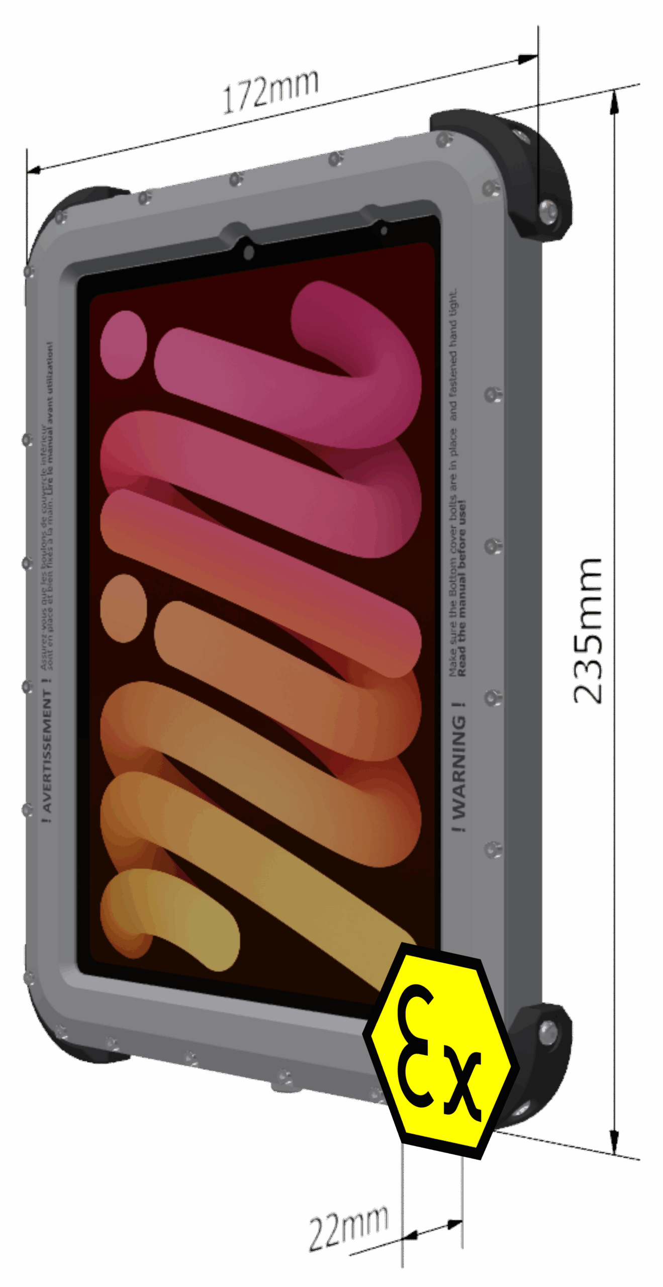 Explosion Proof iPad Mini 7 (Ex Zone 2) (dimensions)